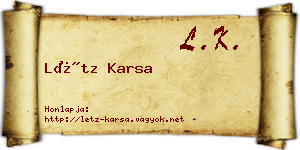 Létz Karsa névjegykártya